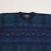Vintage Reed St. James Loafers Turquoise Blue Plaid Printed Knit Sweater XL