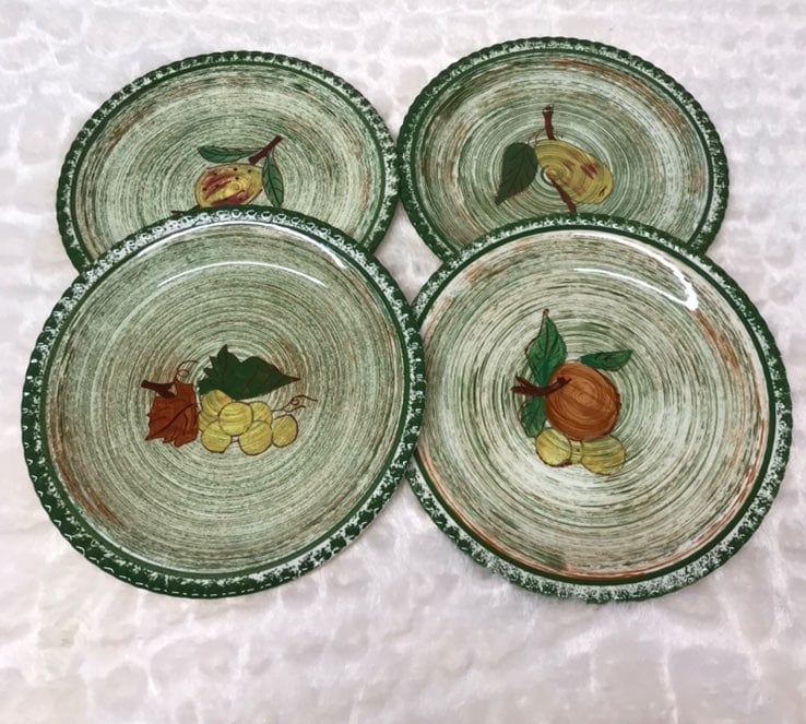 Vintage Blue Ridge Pottery Fruit Plates Green Trim