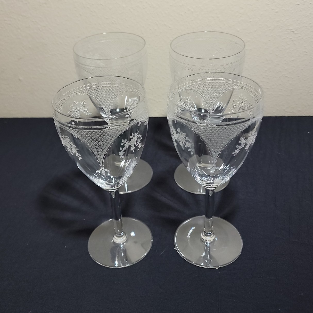 Fostoria Virginia Etched Set Of Four Water Goblets