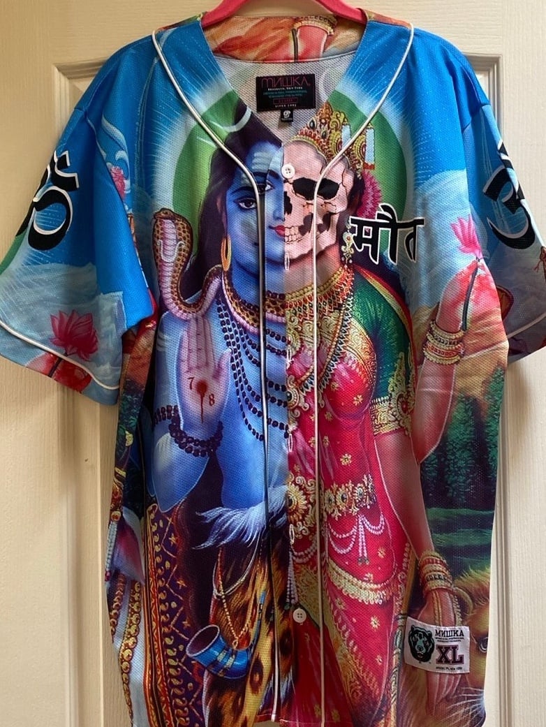 Mishka NYC Mnwka Mens Streetwear Hindu Durga Baseball Jersey Sz XL Brand New