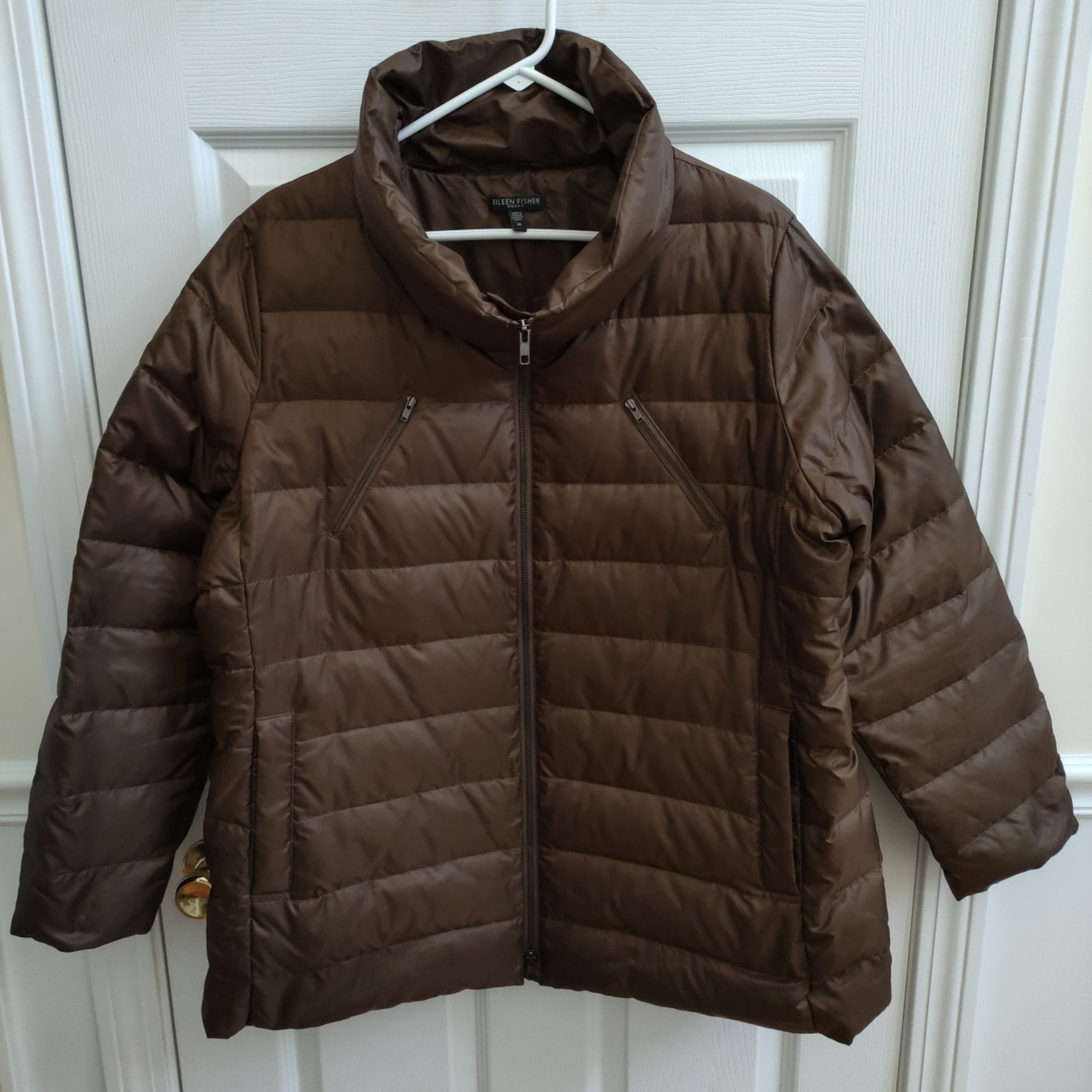 Eileen Fisher Down Buffer Size Women's 1x Brown Shine