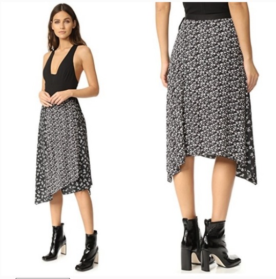 rag & bone Black and White Floral Wrap Skirt - size 8 Medium