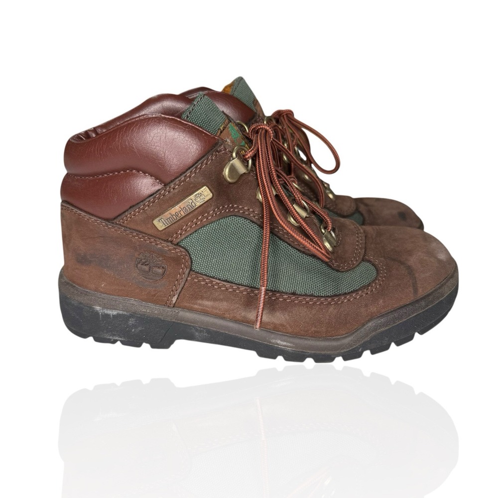 Timberland Youth Boys Size 1 Field Boots Brown Green Beef Broccoli Outerwear