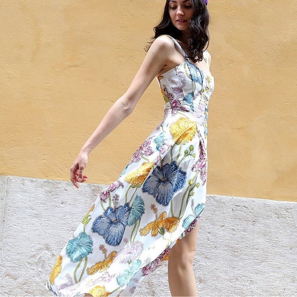 HAYLEY MENZIES *flaw* Carmen Hibiscus Bloom Cotton Maxi Sundress Sz 4