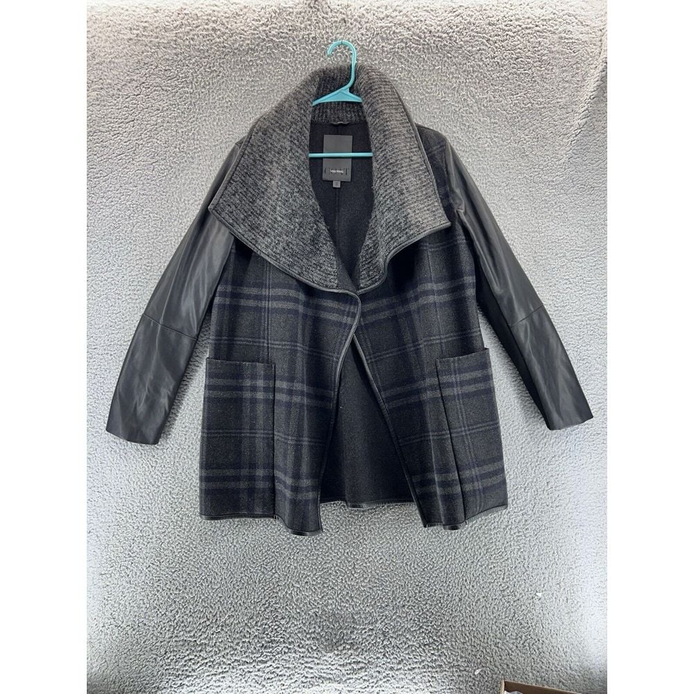 VERA WANG Womens Medium Faux Fur and Leather Sleeve L/S Coat Jacket READ