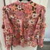 Koko + Mason floral pink shimmer ruffle blouse Medium long sleeve bow tie