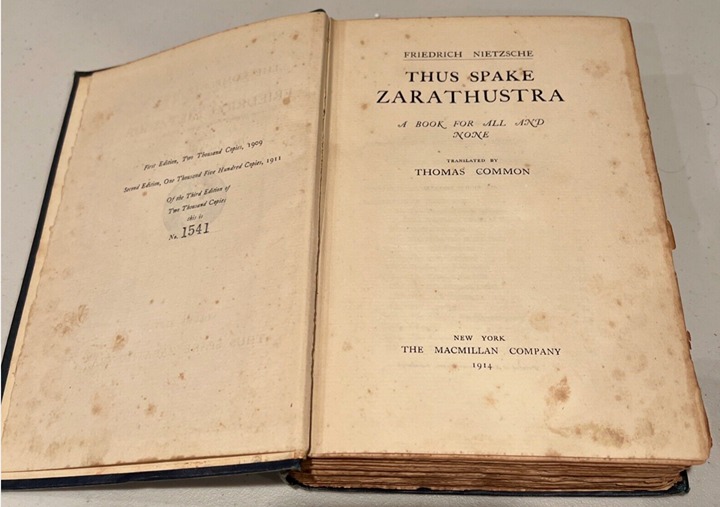 Friedrich Nietzsche / Thus Spake Zarathustra 1911 3rd edition #1541 of 2000