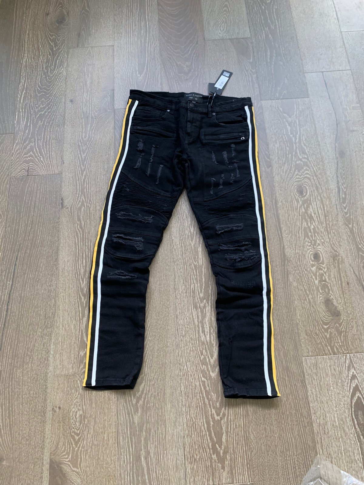 Supply & Demand side striped skinny jeans