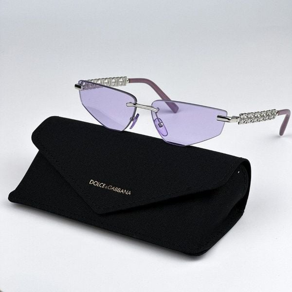 NEW D&G DG2301 05/1A Essentials Lilac Violet Rimless Rectangle Women Sunglasses