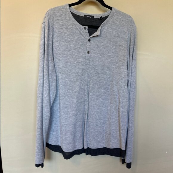 Theory Men's Long Sleeve Henley Shirt - XL - Gray