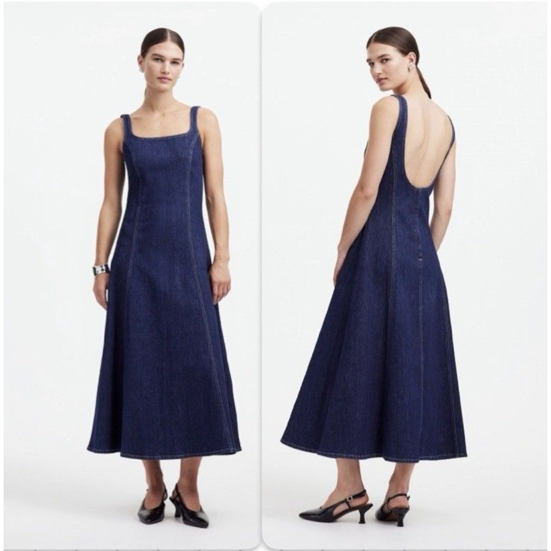 Alexa Chung for Madewell Denim Tank Midi Dress in Pellson Wash NWT Size 6