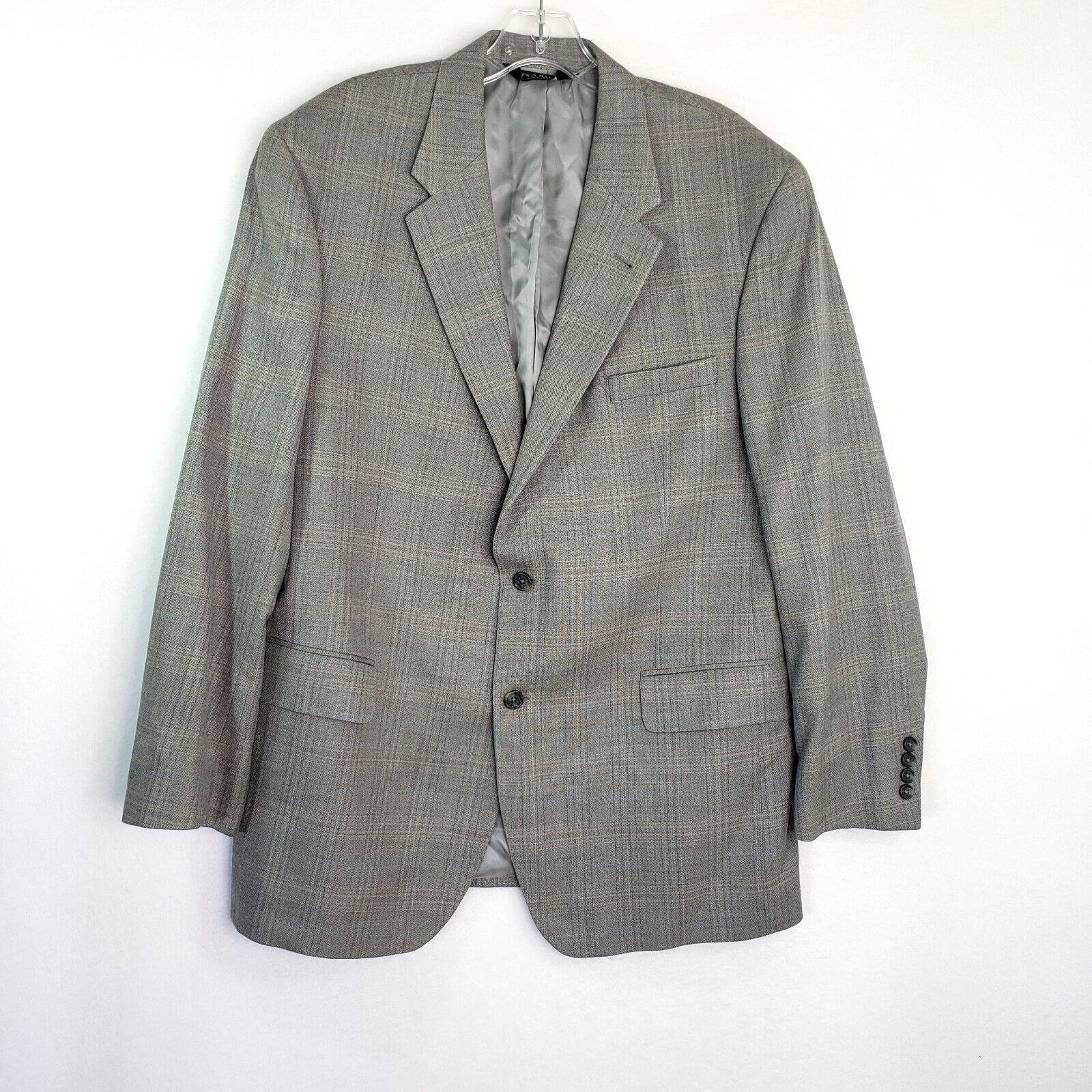 Jos. A. Bank Blazer Men's 43R Gray Plaid Silk Blend Sport Coat Career Business