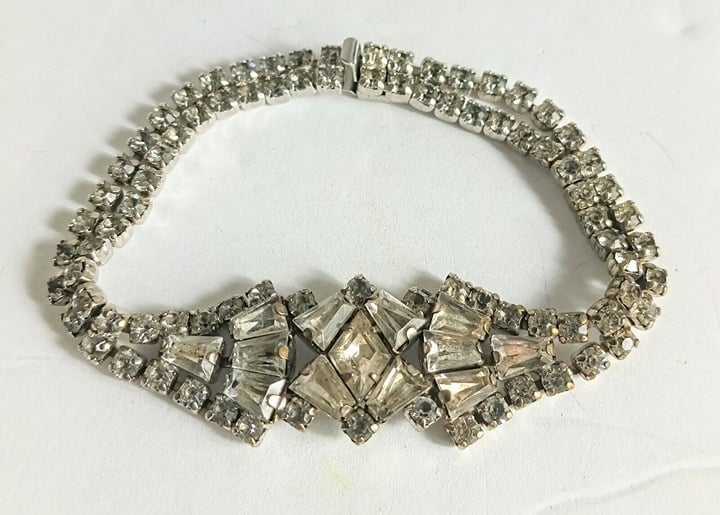Rare Vintage Parco Signed Rhinestone Bracelet