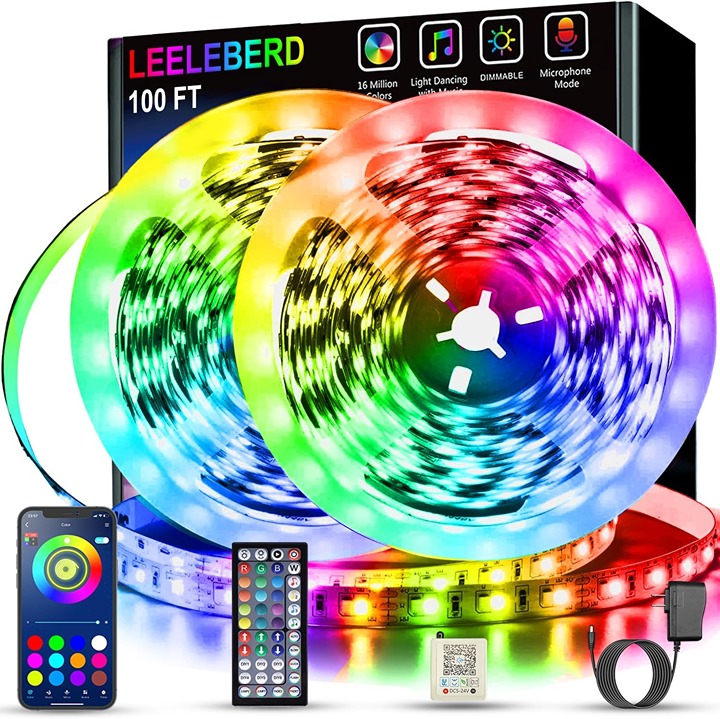 Led Lights for Bedroom 100 ft (2 Rolls of 50ft) Music Sync Color Changing