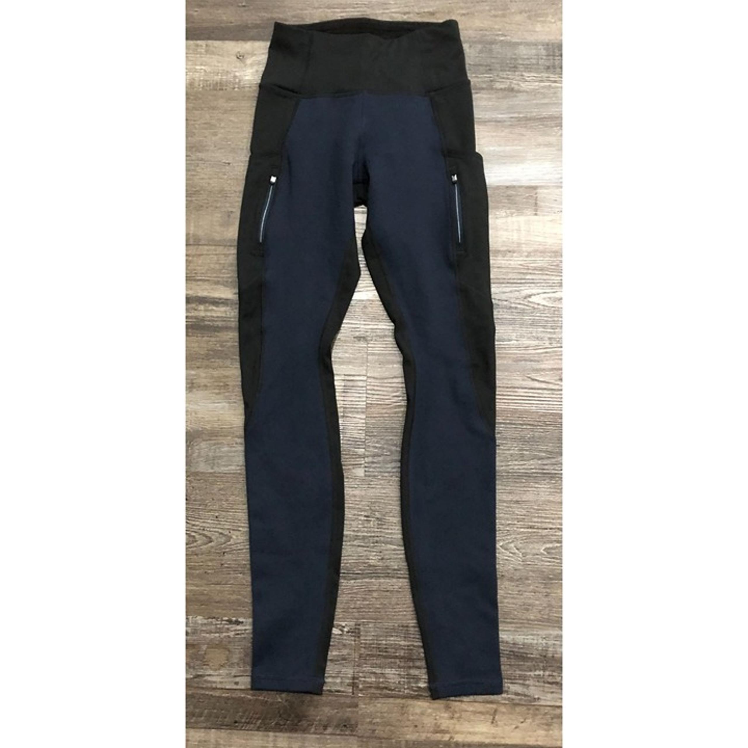 Athleta High Traverse Tight Athletic Leggings Blue Black Womens XXS