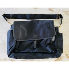 TORY BURCH Solid Black Nylon Large Messenger Bag