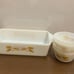Fire King Wheat Pattern Bread Pan With (4) Ramekins