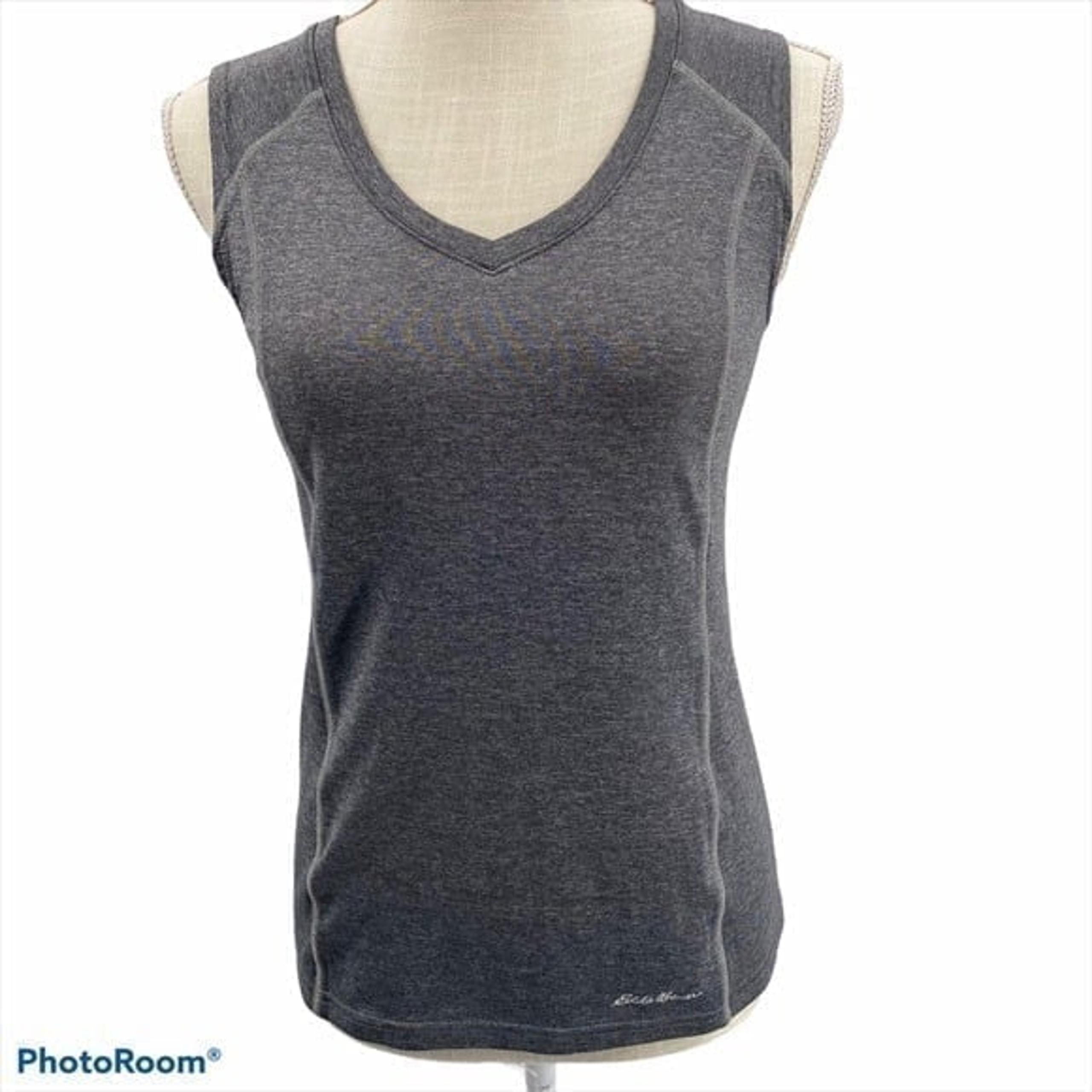 Eddie Bauer Women Gray Sleeveless V Neck T-Shirt XS Out Doors Athletic