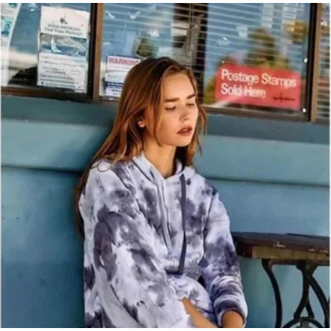 Free People Movement Work it Out Hoodie Gray Lilac Tie Dye Size Large