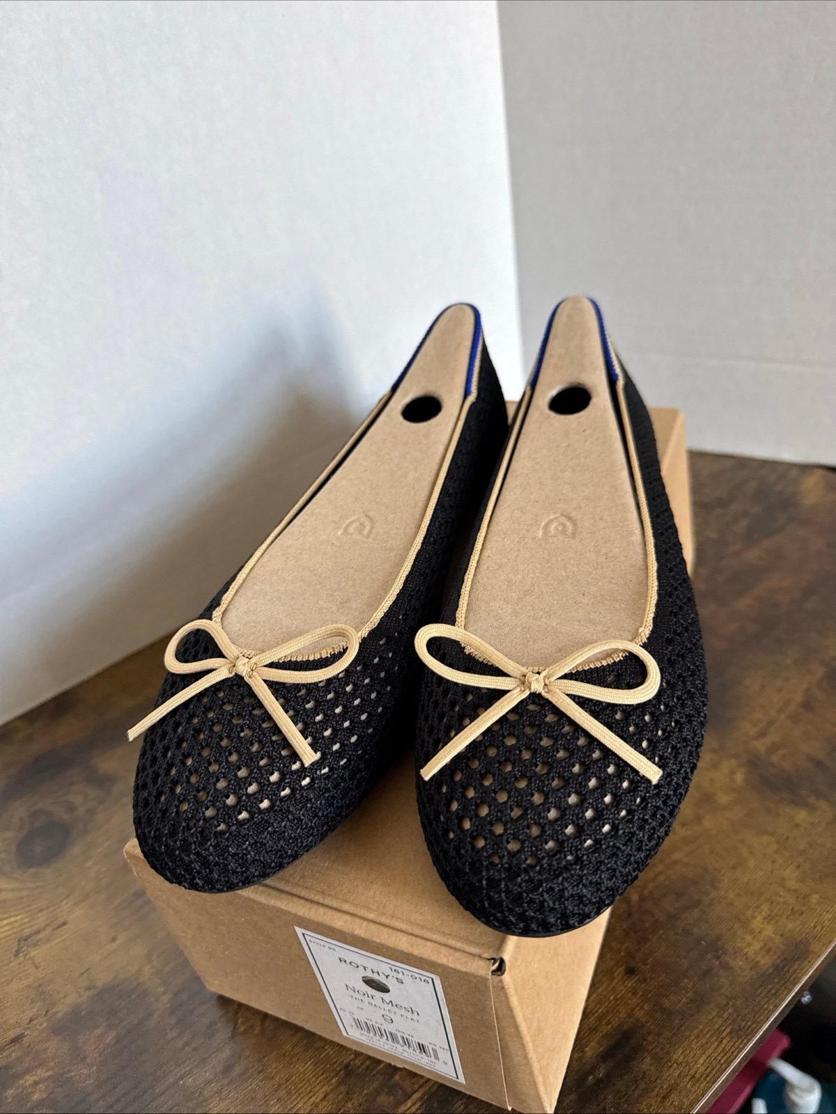 Rothy’s Women’s The Ballet Flat Bow Noir Mesh Black Ballerina Size 11 NEW