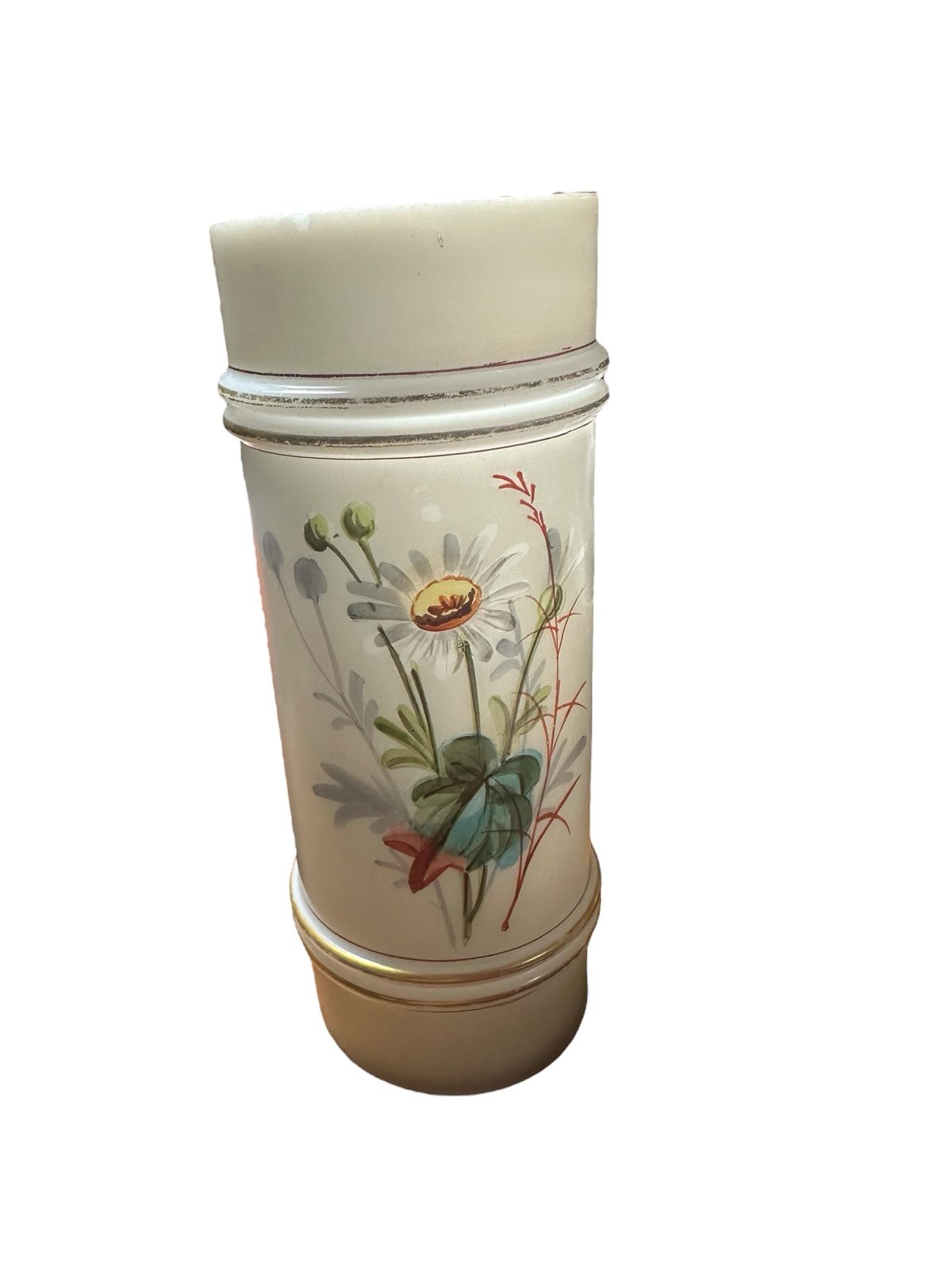 Vtg Smith Brothers Glass 6” Double Ring Cylinder Vase Floral