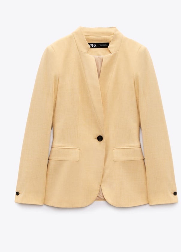 NWTZARA SIZE XS ( 2 )BASIC INVERTED LAPEL BLAZER AND ANKLE PANT SET