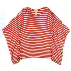Michael Kors Orange Stripe Cold Shoulder Top