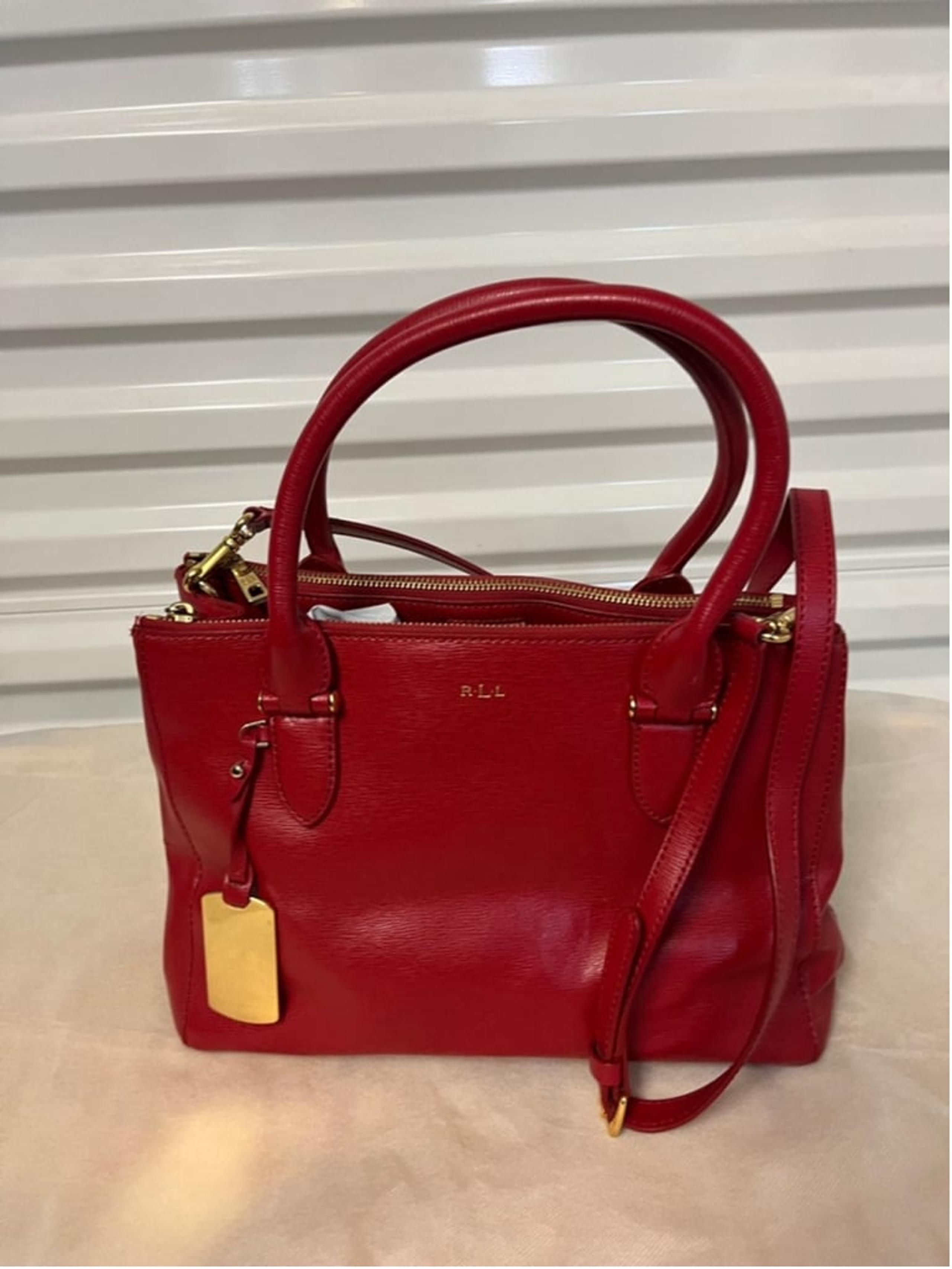 Lauren Ralph Lauren Newbury Red Leather Double Zip Satchel