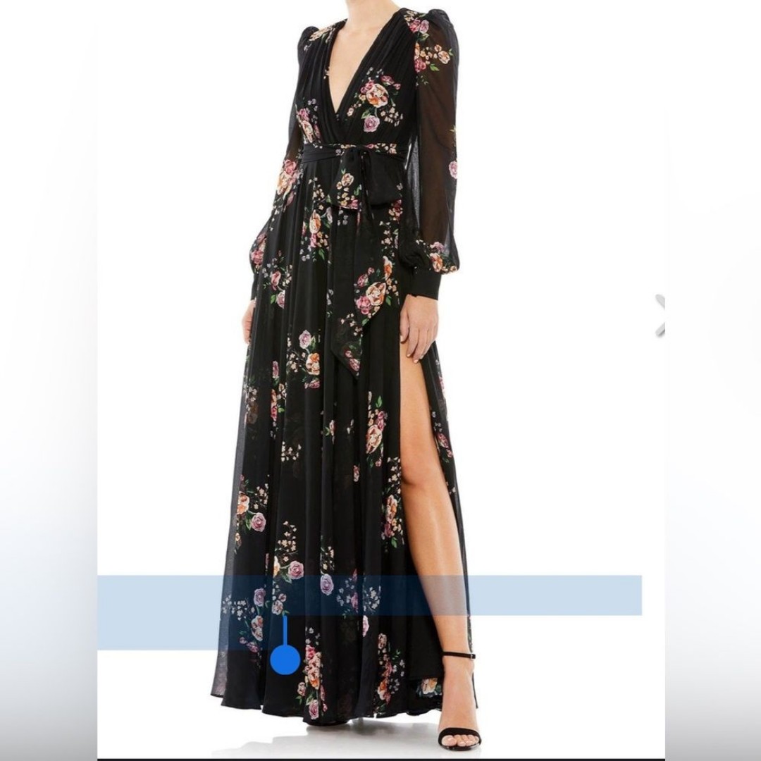 Mac Duggal Long Sleeve Formal Long Floral Dress Size 4 NWT
