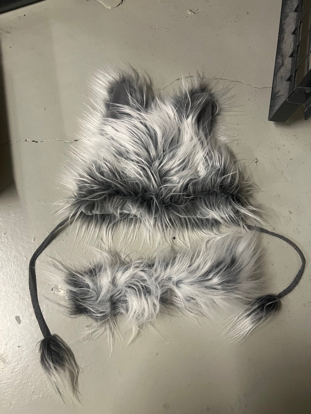 Toddler wolf hat and tail, used once