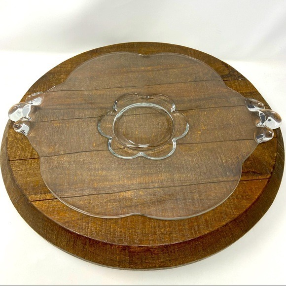 1939-55 Antique DUNCAN & MILLER Canterbury Handled 9-5/8 Clear Crystal Platter