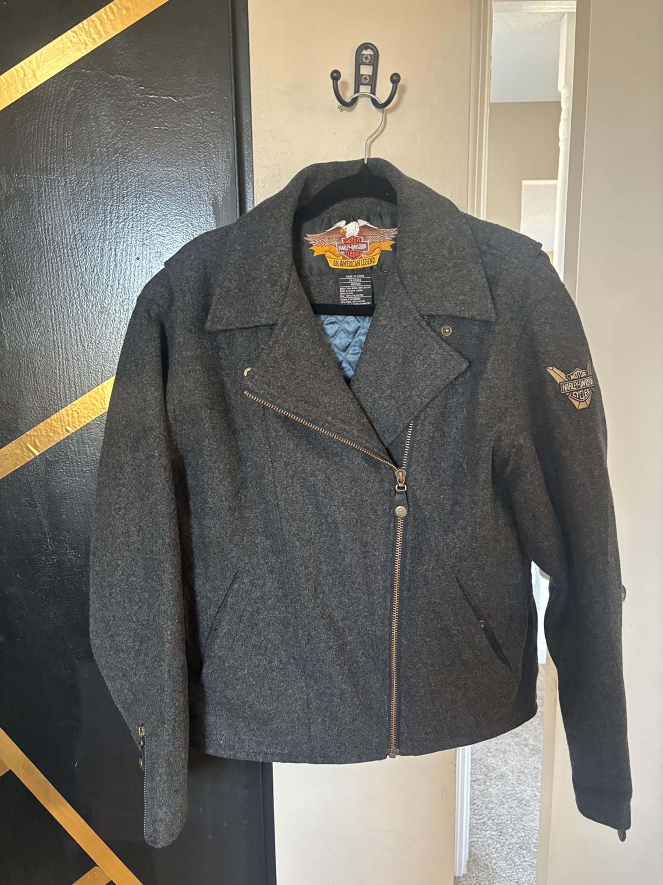 Womens HARLEY DAVIDSON grey Wool Biker Jacket - Harley-Davidson