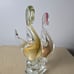 Elegant Glass Swan Figurines - Gold and Pink