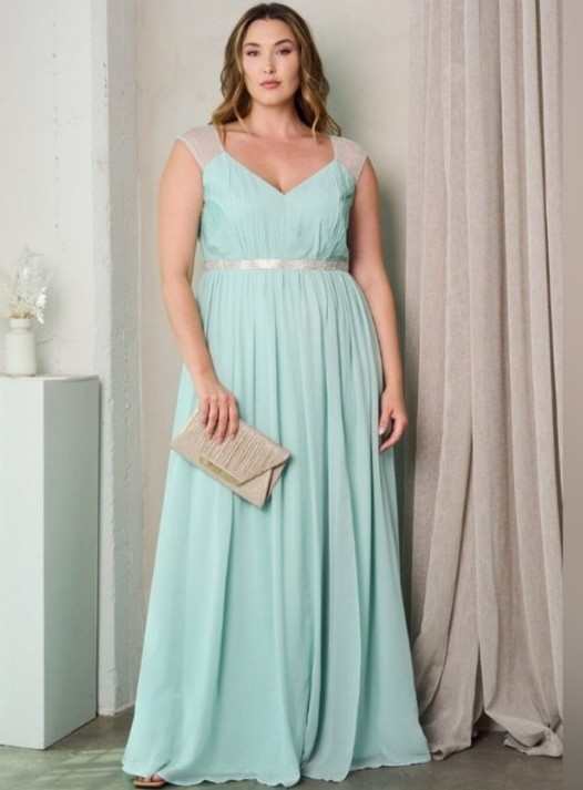 Plus Size, Elegant Mint Green Evening Gown