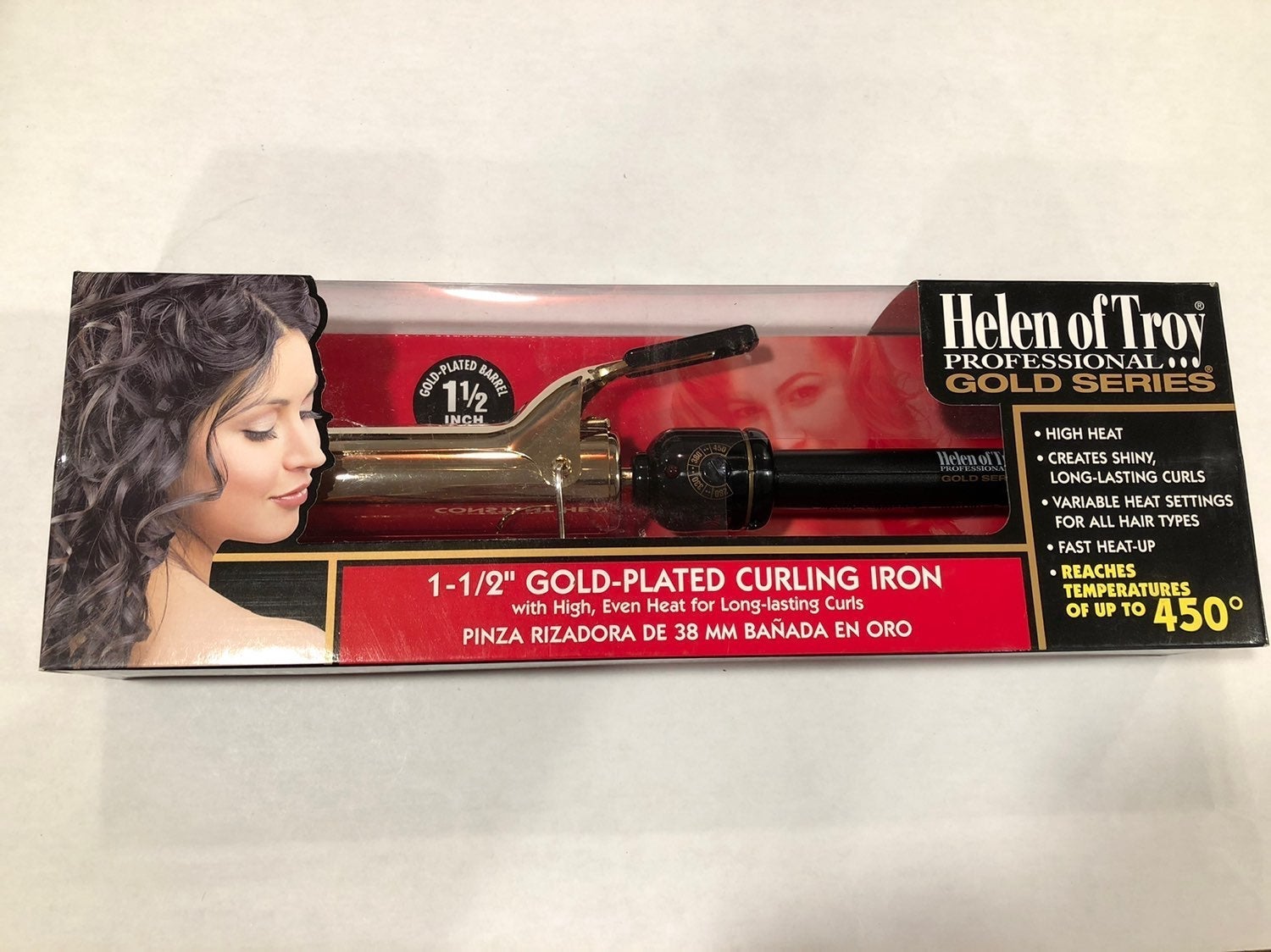 New Helen Of Troy 1-1/2” Gold Plated Professional Series Curling Iron Even High