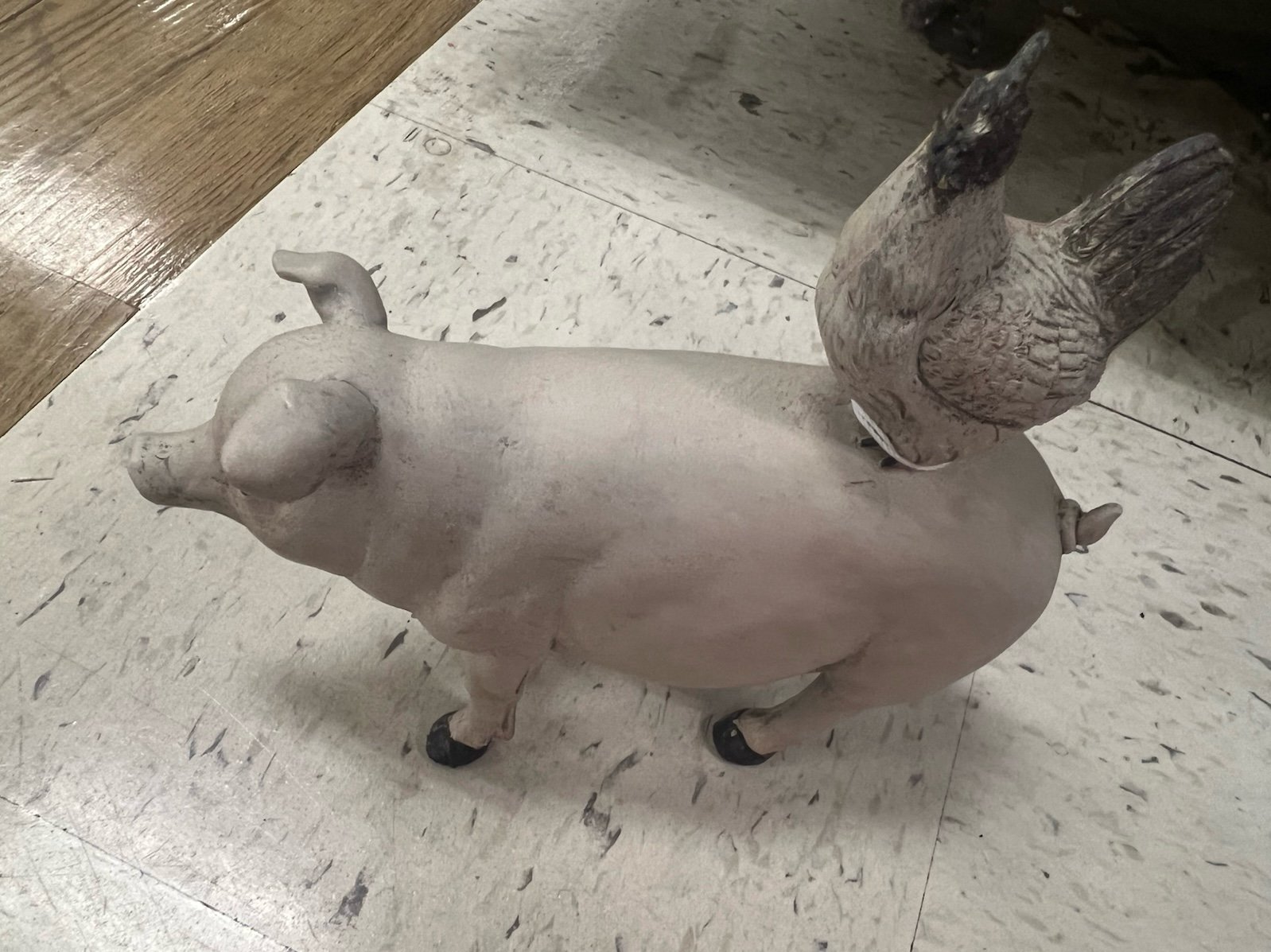 decoration with a pig and rooster design