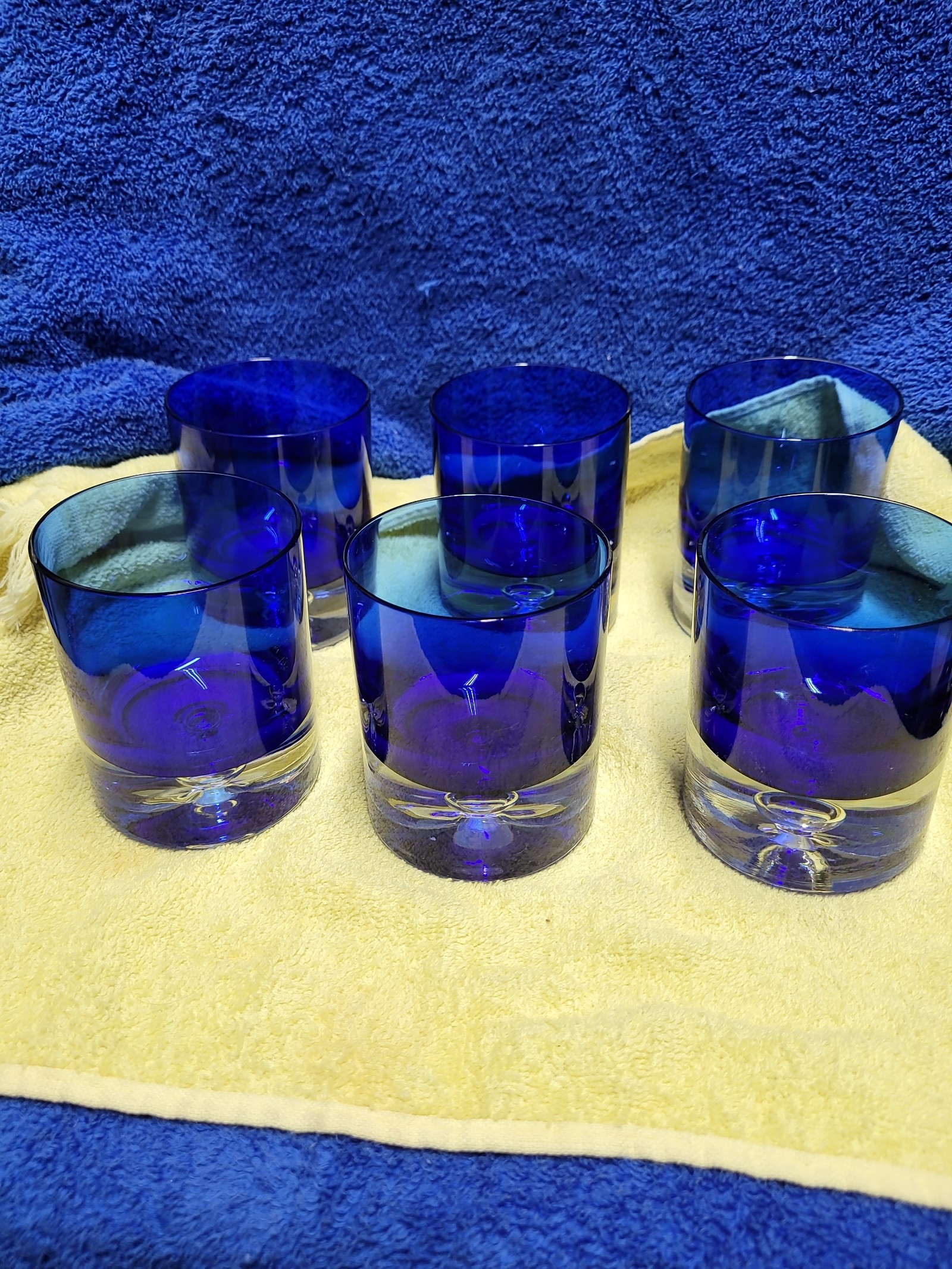 Block Stockholm Cobalt Blue Old fashioned blown glass 6 glasses. D