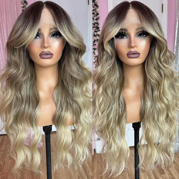 human hair blended lace front wigs