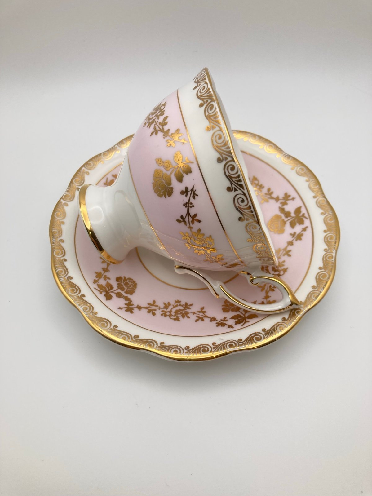 Vintage Royal Standard Teacup & Saucer Pink Gold Bone China England