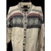 Nice Vintage Squaw Valley size large cream Ivory Pink Gray Fair Isle 100% Wool S