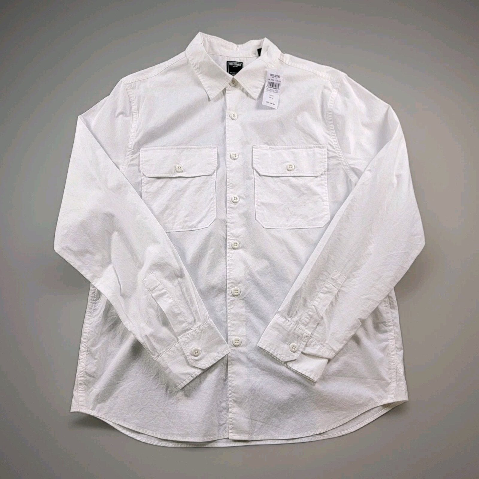 Todd Snyder Utility Two Pocket Button Down Shirt size M White Long Sleeve *Read