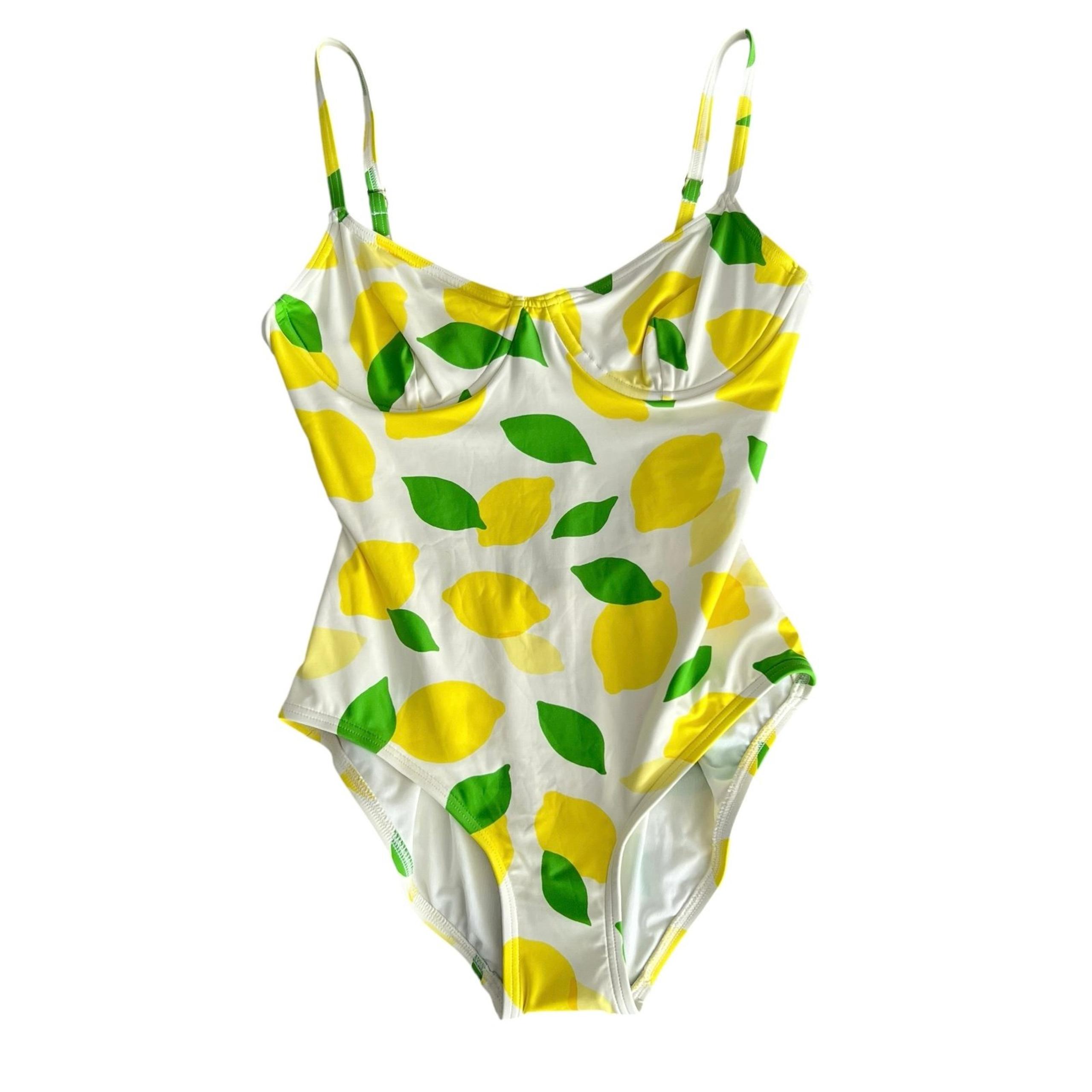Kate Spade One Piece Swimsuit Swim Suit Underwire Push Up Lemon Print Size Med