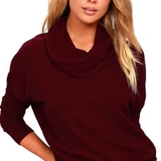 Lulus Friend Of A Friend Burgundy Cowl Neck Sweater Size L