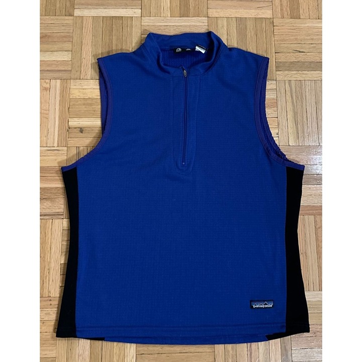 Patagonia Regulator Vest Tech Fits Mens Small Blue Polartec Hiking 1/2 Zip Light