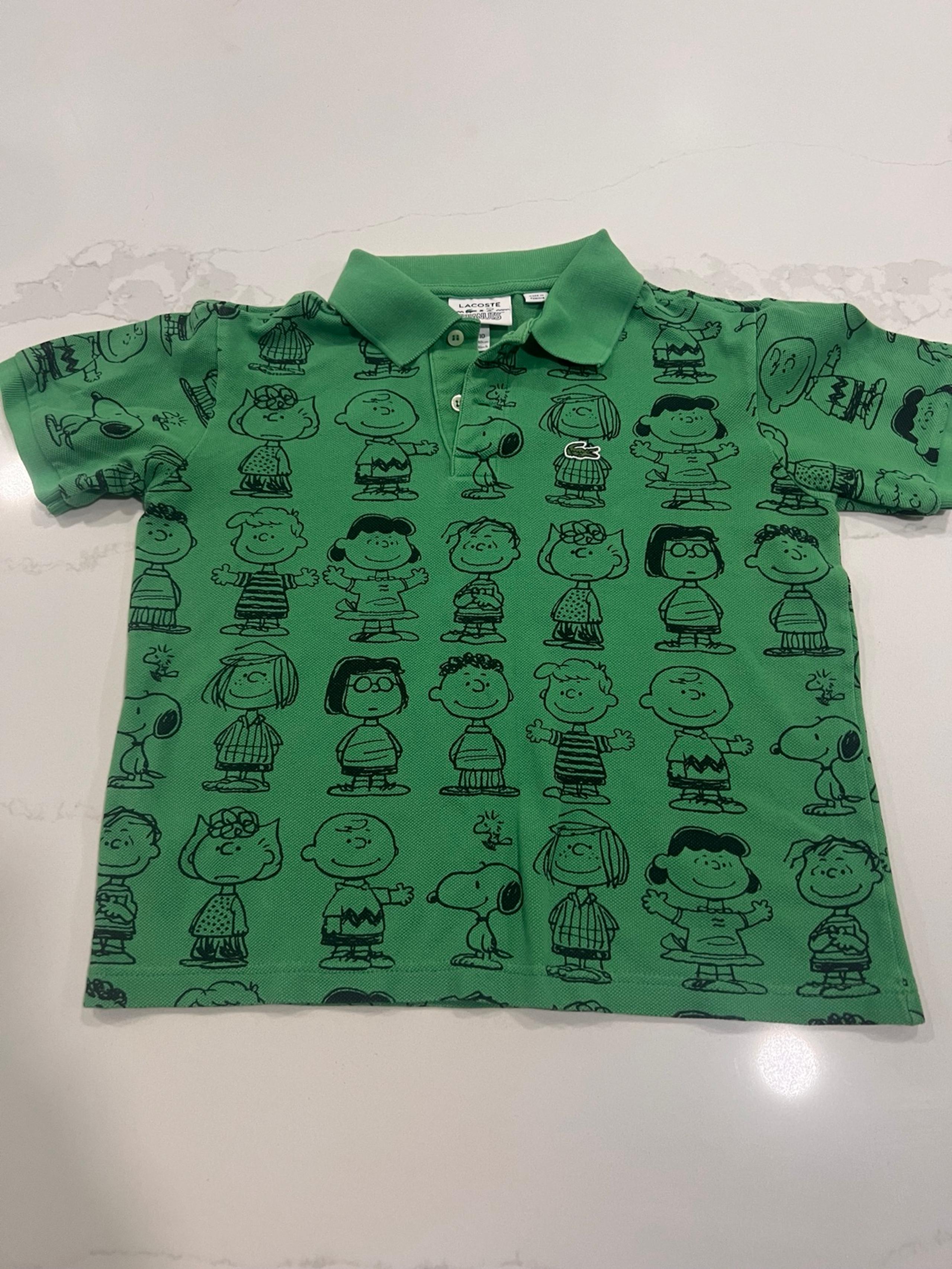 KIDS’ LACOSTE X PEANUTS CLASSIC FIT PRINT ORGANIC COTTON POLO SHIRT