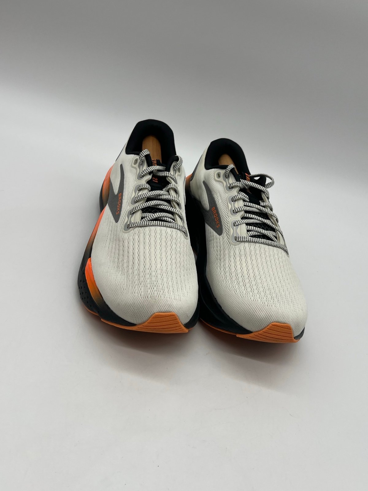 Brooks Glycerin 21 Mens Sz 14D Ecru Orange Black Mesh Athletic Running Sneakers