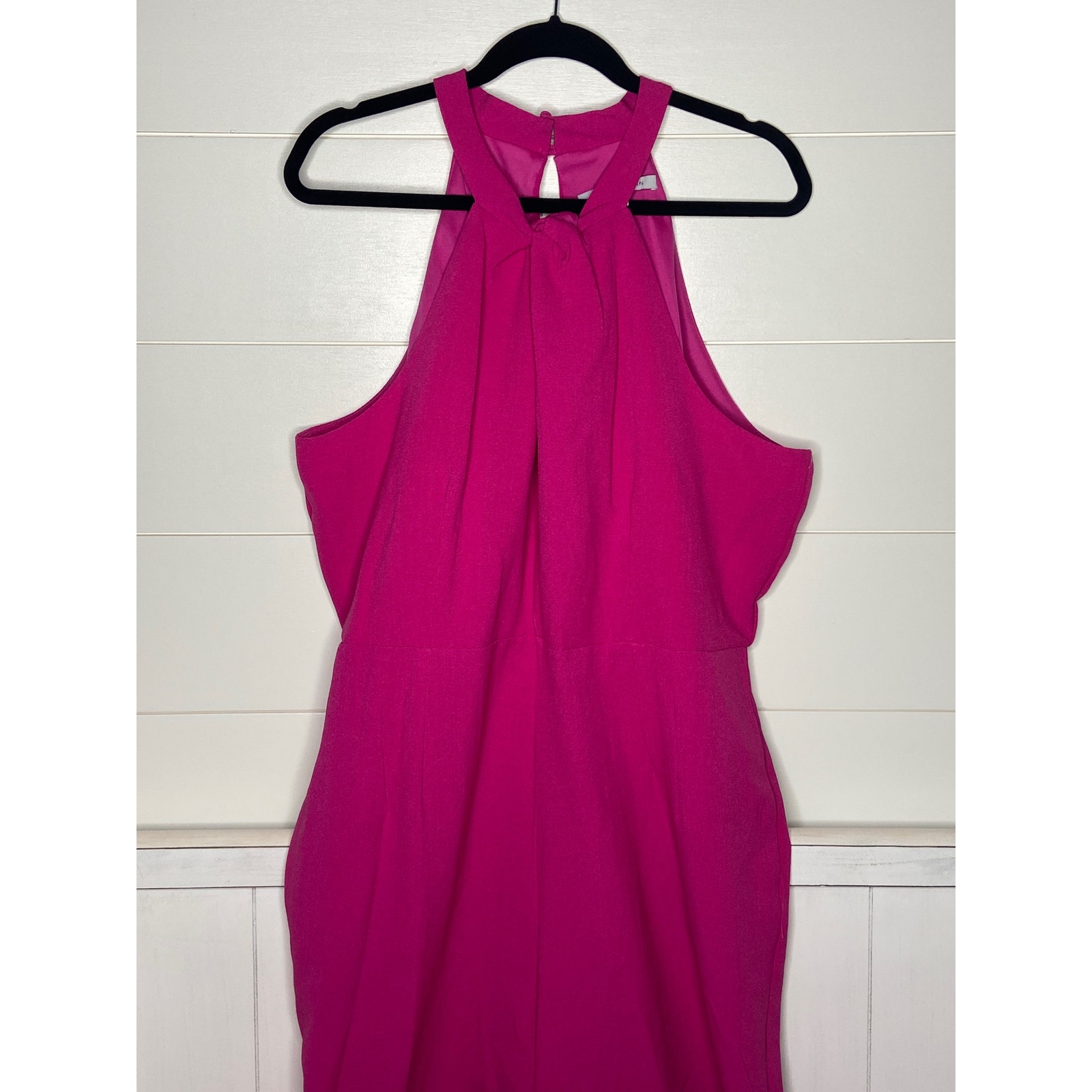 Julia Jordan Fuscia Halter Wide Leg Jumpsuit SZ 18W Twisted Knot Detail, NWOT