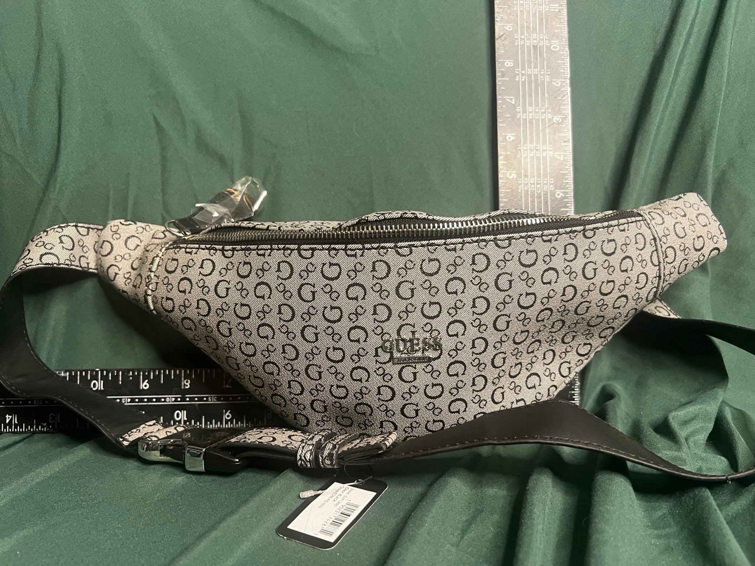 Guess Gray Monogram Faux Leather Streetwear Fanny Pack