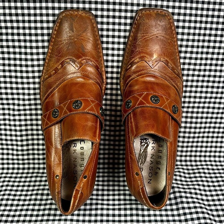 Lounge By Mark Nason Studded U Rock Cowboy Western Loafers Brown Size 10 Men’s
