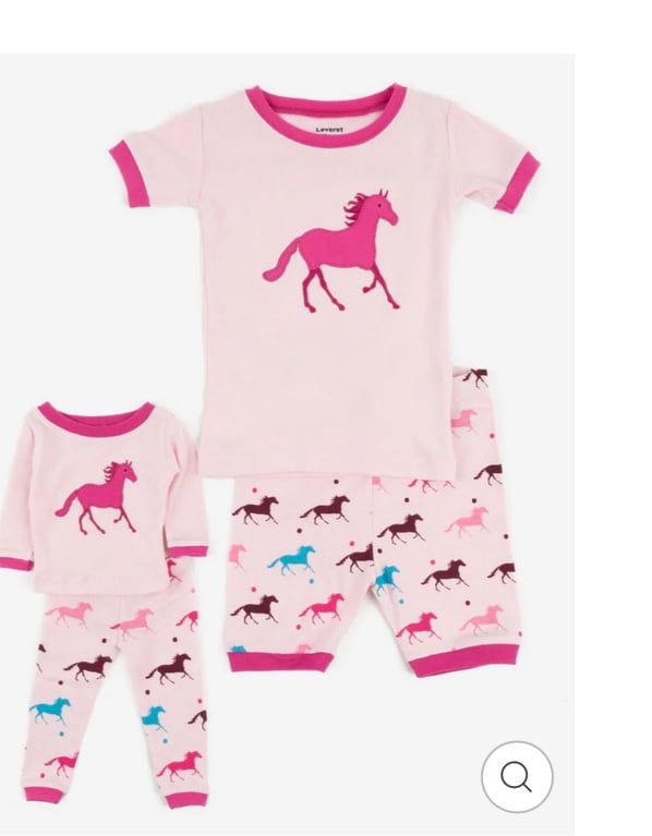 Leveret Matching Girl & Doll Cotton Pajamas horses sz 2